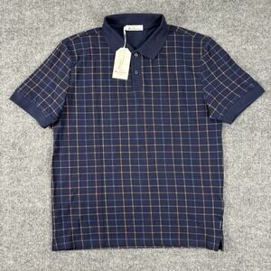 Ben Sherman Navy Plaid Short Sleeve Polo
